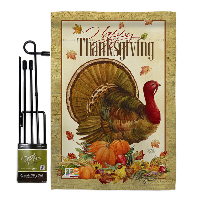 Ensemble de drapeaux 19 x 13 po Kakig Thanksgiving Turquie Fall Impressions, Polyester / mélange de polyester