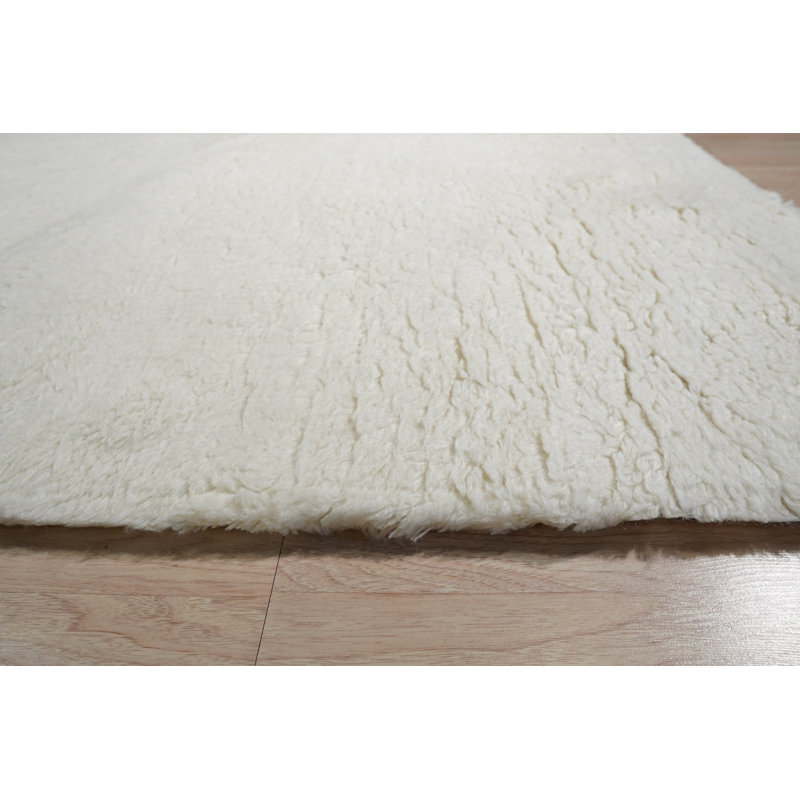 Tapis ivoire en laine noué à la main, 6 pi x 9 pi