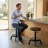 Altimari Swivel Pine Solid Wood Adjustable Height Counter Stool with Iron Frame