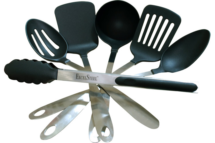 ExcelSteel 6 PC Utensil Set with Stainless Steel Handles Red