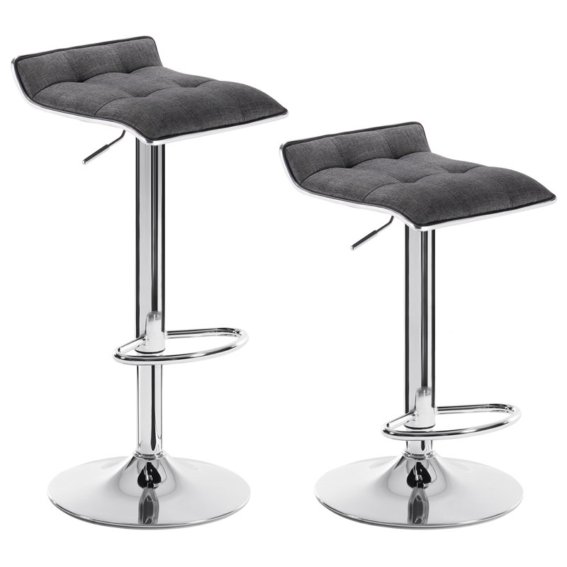 Padula Upholstered Counter Stool with Metal Frame, Dark Grey