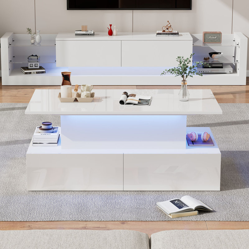 Lift Top Coffee Table with Storage, White