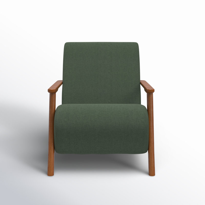 Upholstered Linen Blend Armchair, Green Linen