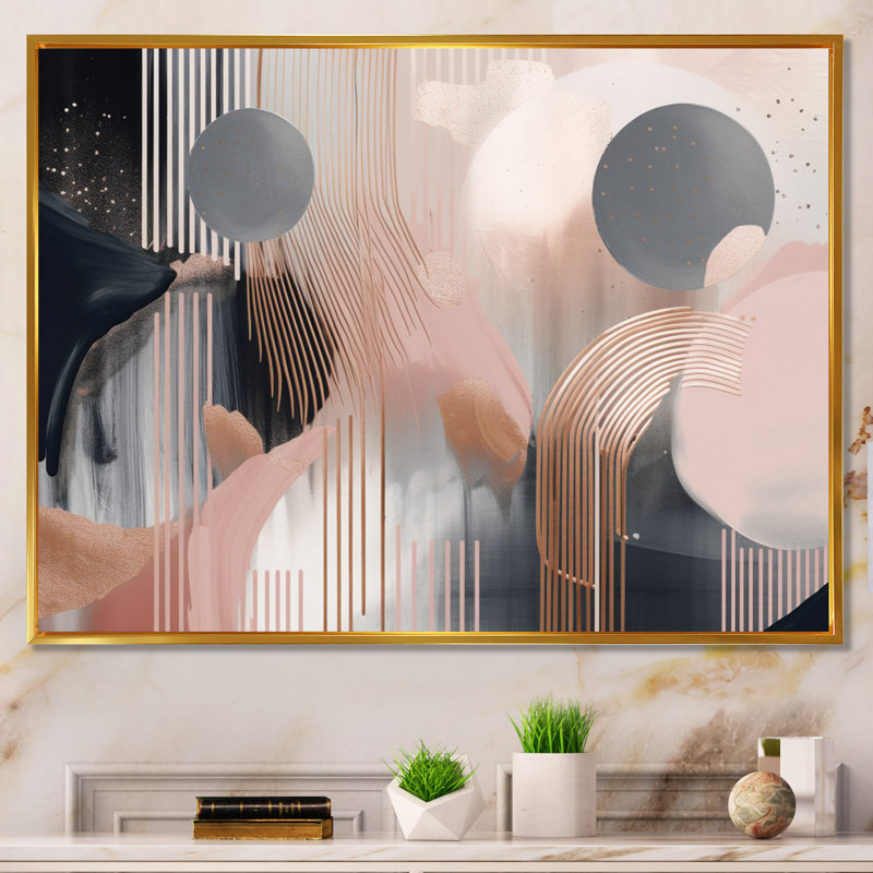 Whispers Of Marble II - Art abstrait marbré encadré, H 30 po x l 40 po x P 1,5 po, Cadre flottant doré