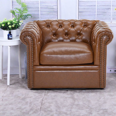 Chaises d'appoint pivotantes, Chesterfield en similicuir pour la maison