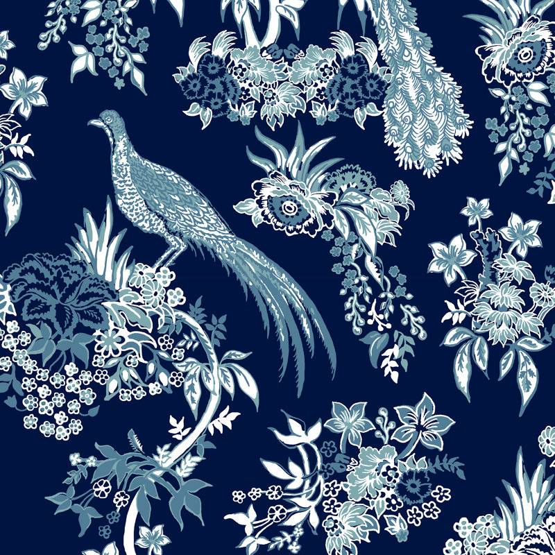 Preeti Accent Chair, Jr Daman Blue Foral Linen
