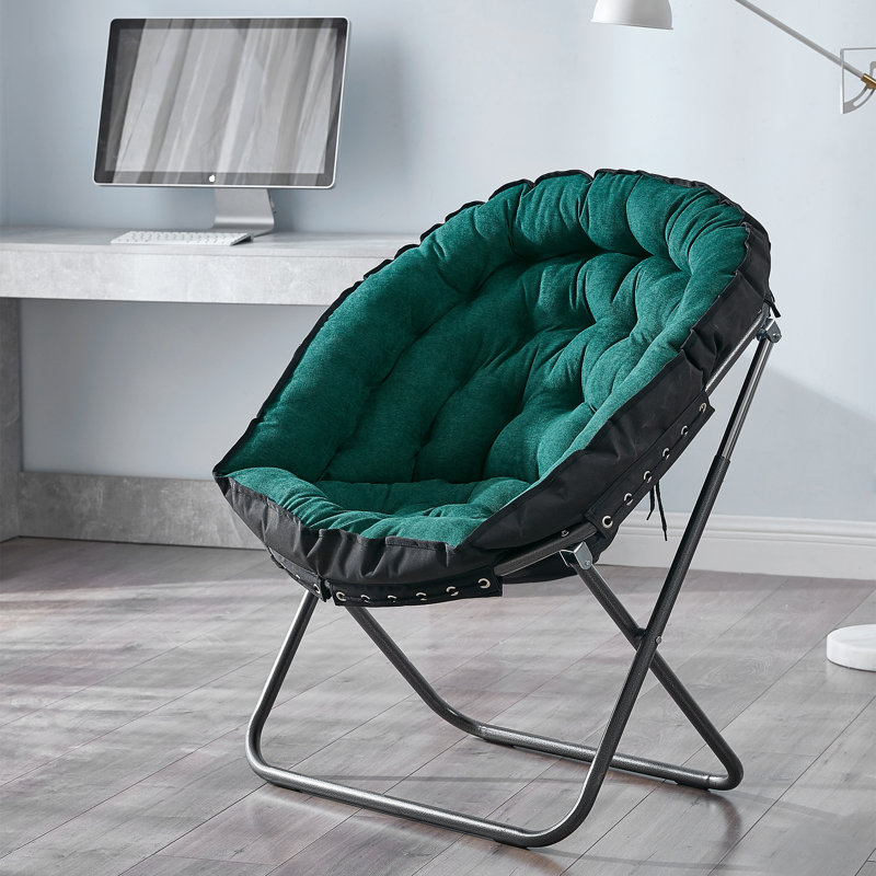Papasan Moon Chair - Beige Taupe, Green Microfiber