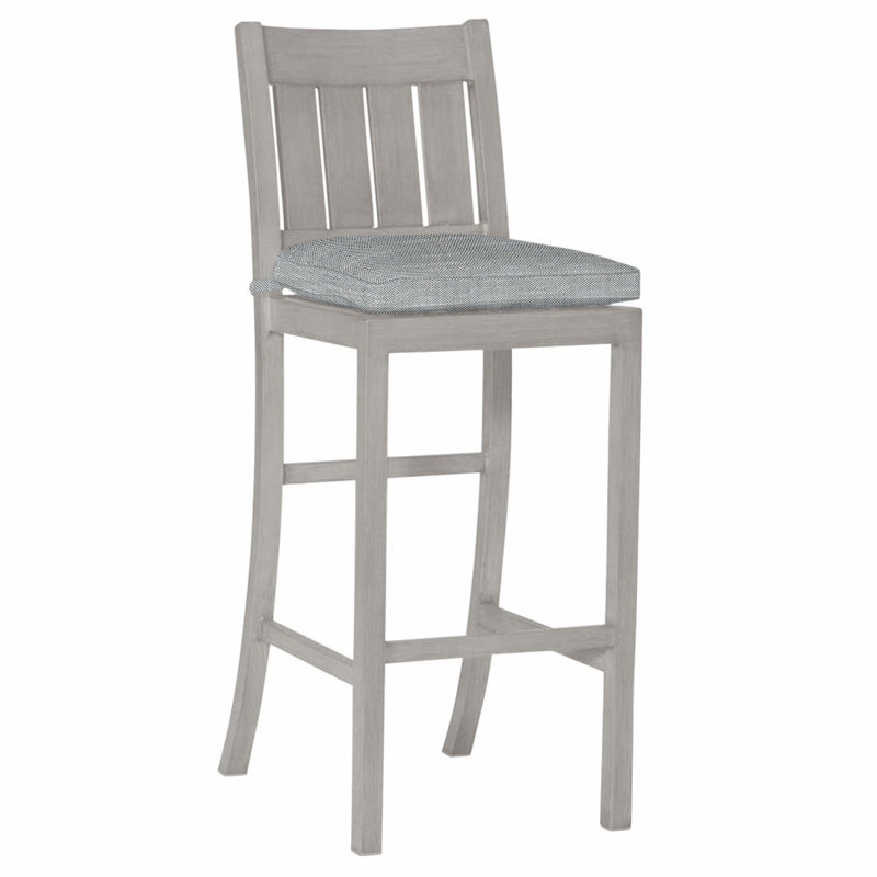 Tabouret de bar Club Wrought, Pas de soudure, Lin marine, Huître