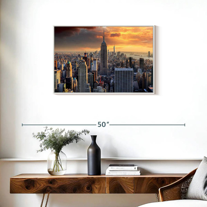 New York City High Rises, Cadre flottant blanc, 31 po x 21 po