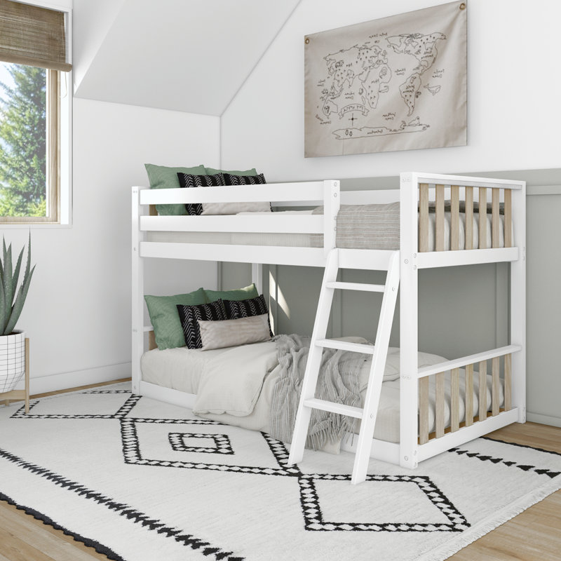 Lit superposé simple en bois massif Brubaker, Blanc / blond