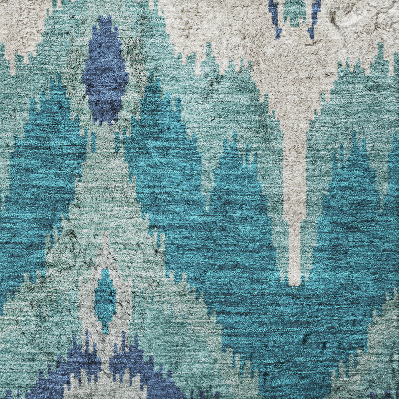 Tapis Dream Shag ADS743 Ikat lavable à la machine de qualité supérieure, Sarcelle, 3' x 5'