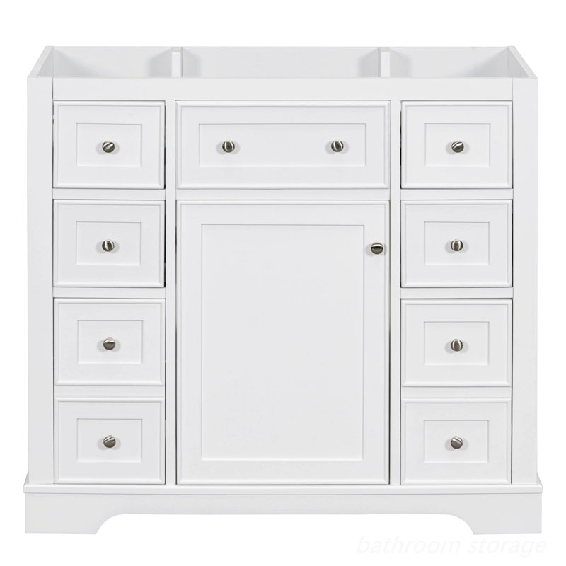Meuble-lavabo, une armoire de rangement en bois et six tiroirs