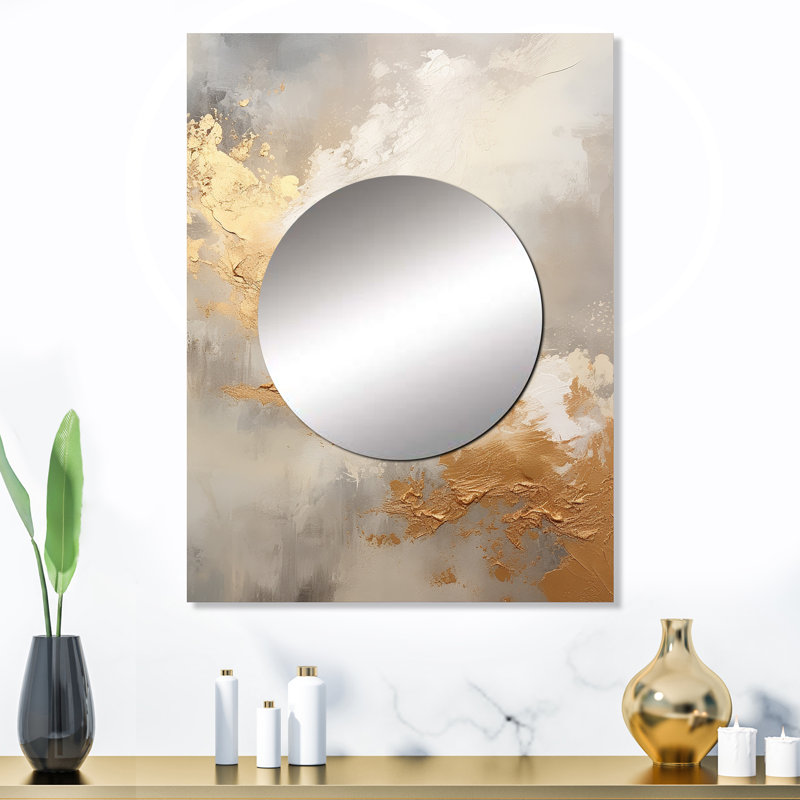 Lilas beige et or minimalisme tempêtes - grand miroir de tempêtes, miroir mural décoratif traditionnel, impression d'art en métal