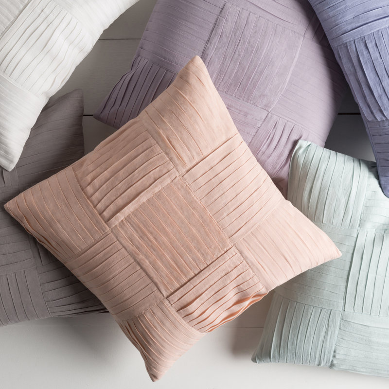 Gilmore Cotton Pillow Cover, 18" H x 18" W x 4" D, Salmon, Polyester/Polyfill
