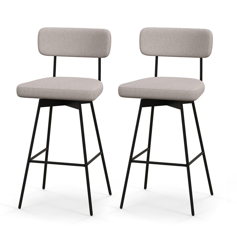 Keilei Swivel Upholstered Counter Stool, Bar Stool (29" Seat Height), Beige