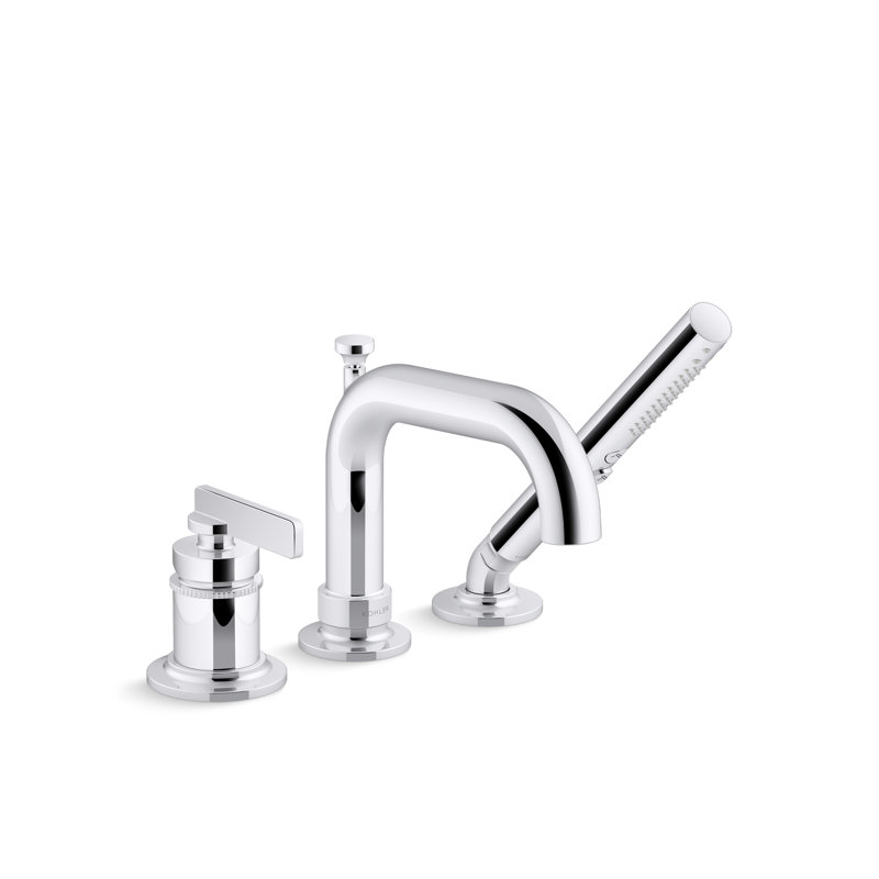 Castia by Studio McGee Deck-Mount Bath Faucet with Handshower, Polished Chrome