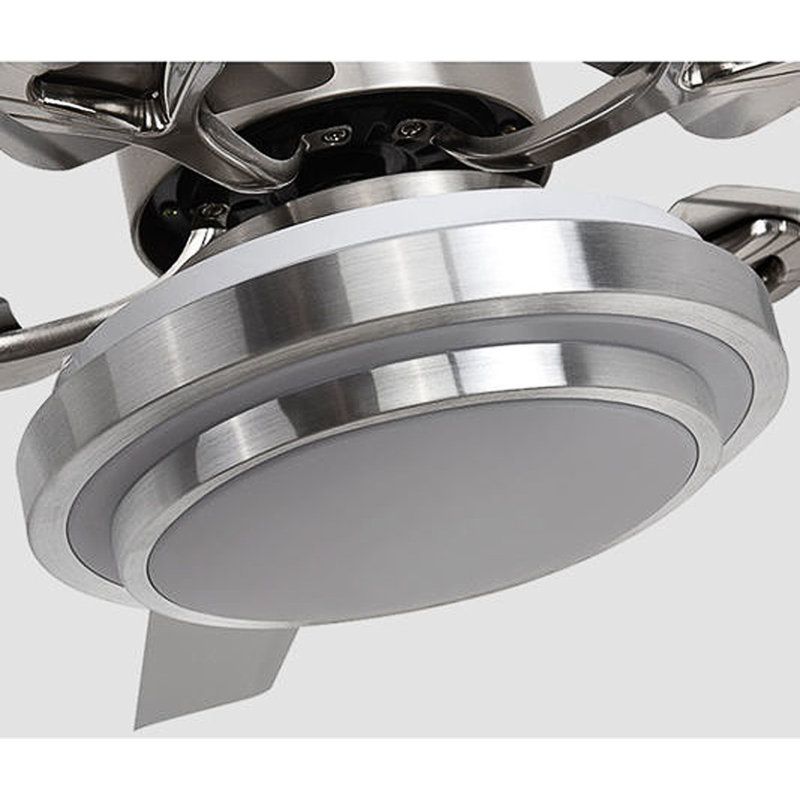 Ventilateur de plafond standard à DEL à 5 pales 52 po avec télécommande et ensemble d'éclairage inclus Azeezat, Argent