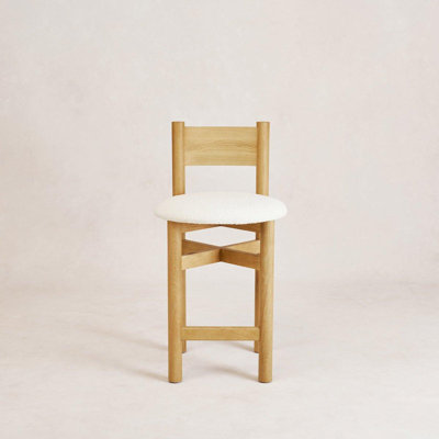 Teddy Upholstered Stool with Solid Wood Frame