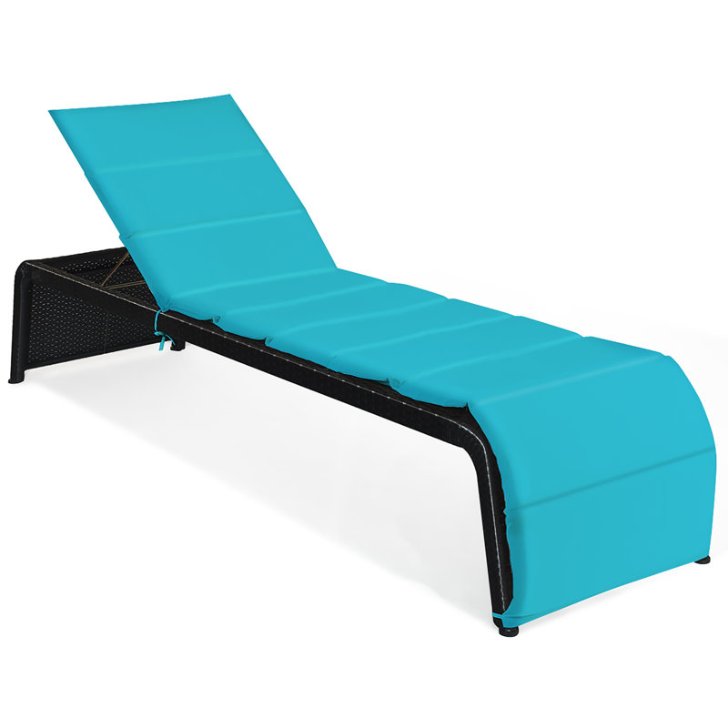 Chaise longue inclinable simple avec coussins 85 po Eckelbarger, Turquoise