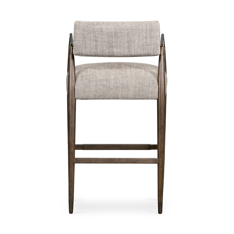 Waldon Stool, Counter Stool (27.68" Seat Height), Altair Sienna/Polyester, Drifted Oak/Brushed Brass
