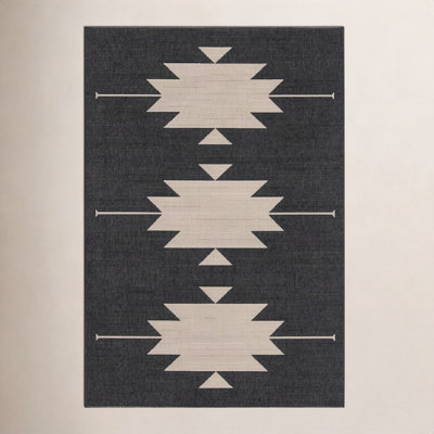 Genesis Charcoal Cream Southwestern Outdoor Rug