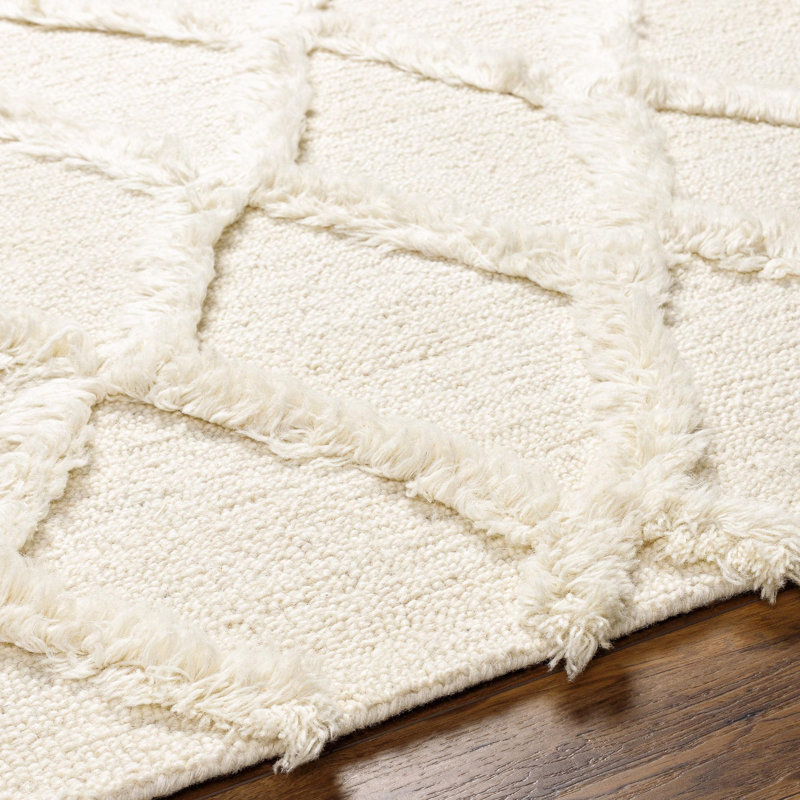 Wool Geometric Area Rug in Yellow, Rectangle 2' x 3'