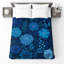 Couvre-lit matelassé à motif floral bleu-126079146