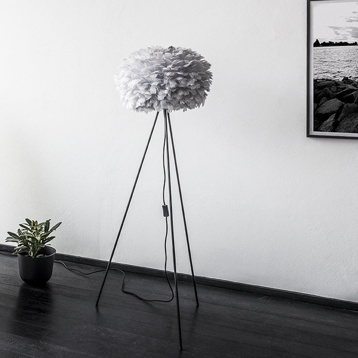 Lampe trépied 59 "Eos, Noir, Blanc, 56" H