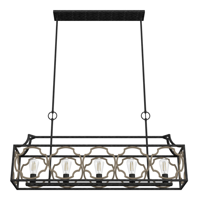 Stone Creek 5 Light Linear Chandelier, French Oak