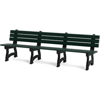  Banc de parc de 8 pieds en bois de charbon Aspen - Bois 100% recyclé durable | Siège d'extérieur résistant aux intempéries, écologique et confortable pour les parcs, les jardins et les patios (vert)