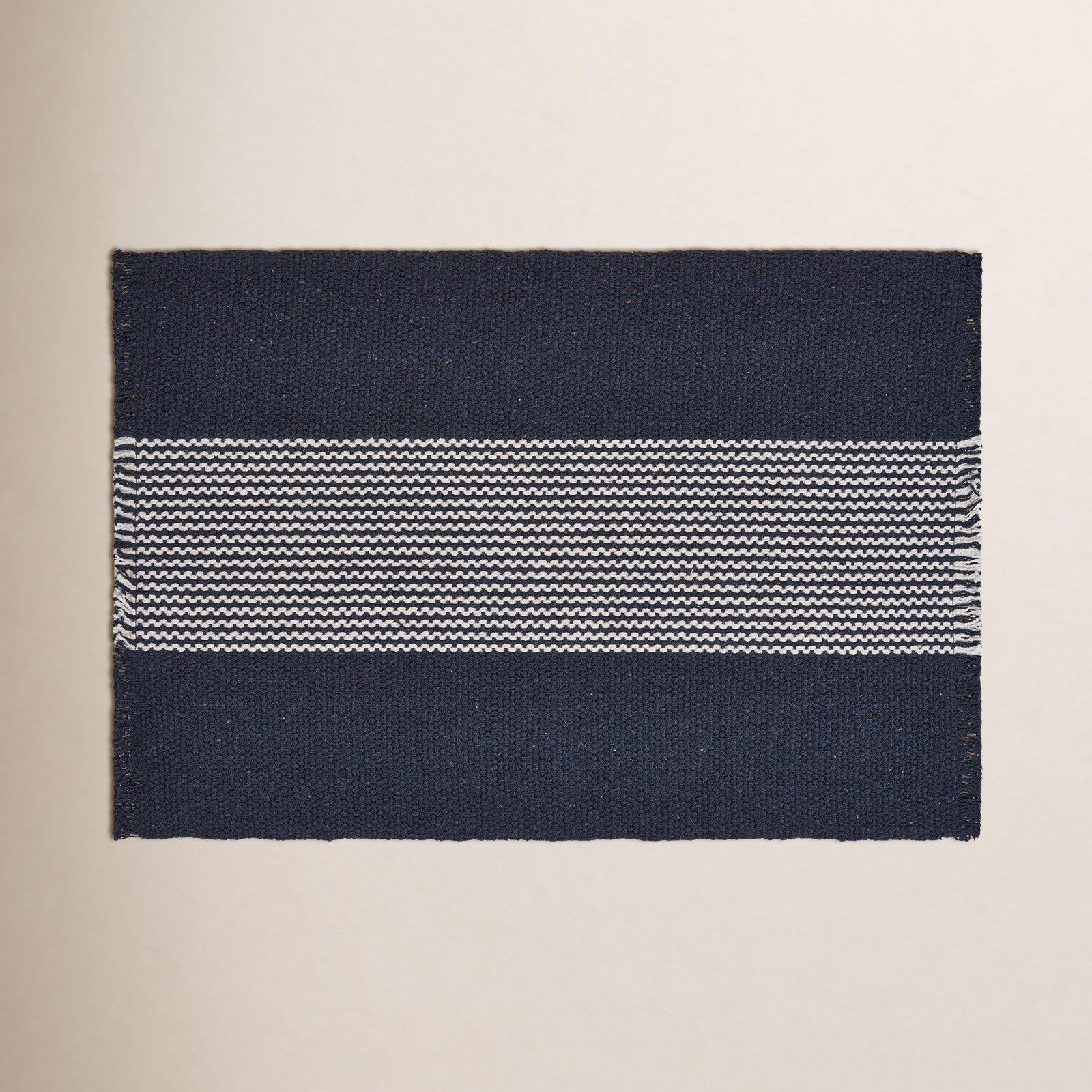 Cavana Cotton Striped Rectangle Placemat, Navy