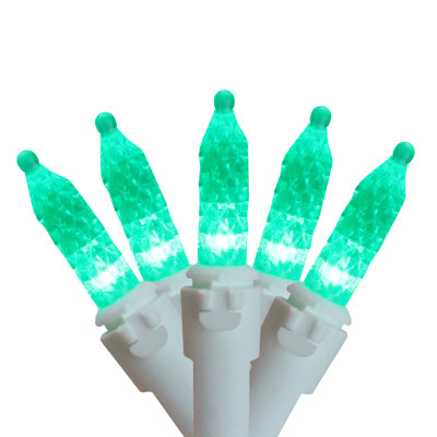 70 Green LED M5 Mini Christmas Lights - 35 ft White Wire