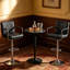 Ensemble de salle à manger 3 pièces à hauteur réglable avec tabouret et tabouret de bar en cuir-1495100419