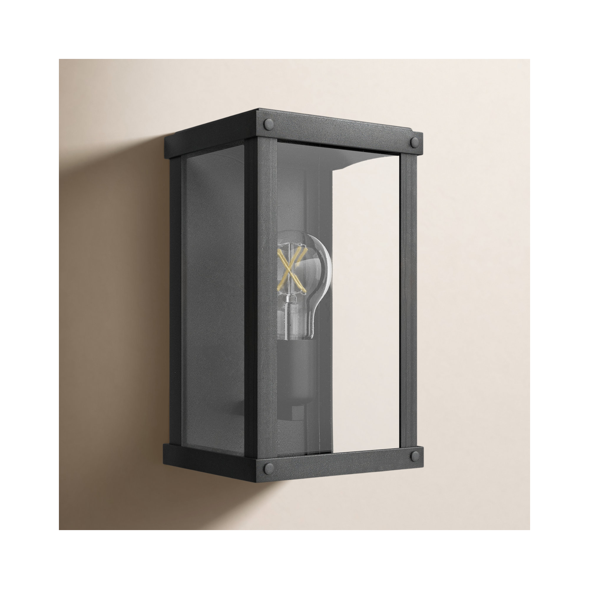 Single Light Outdoor Aluminum Wall Light, Museum Black
