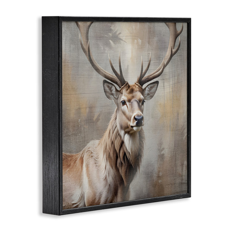 Rustic Stag avec un regard majestueux, estampe numérique, design par Susan Arnot, H 12 po x l 12 po