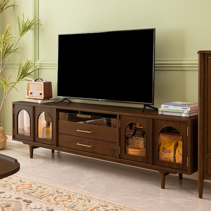 Meuble télé créatif de style rétro, Bois brun foncé, 86.61"