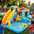 Inflatable Shark Theme Water Park Bounce House With Multi-Activity Center