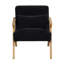 Fauteuil d'appoint moderne recouvert de velours côtelé noir, structure en bois d'hévéa massif, siège et coussin en mousse pour le salon avec coussin moelleux.