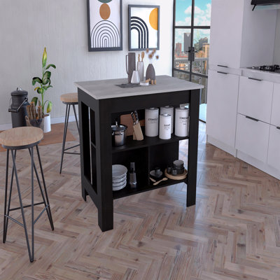 Îlot de cuisine, quatre pieds, trois tablettes
