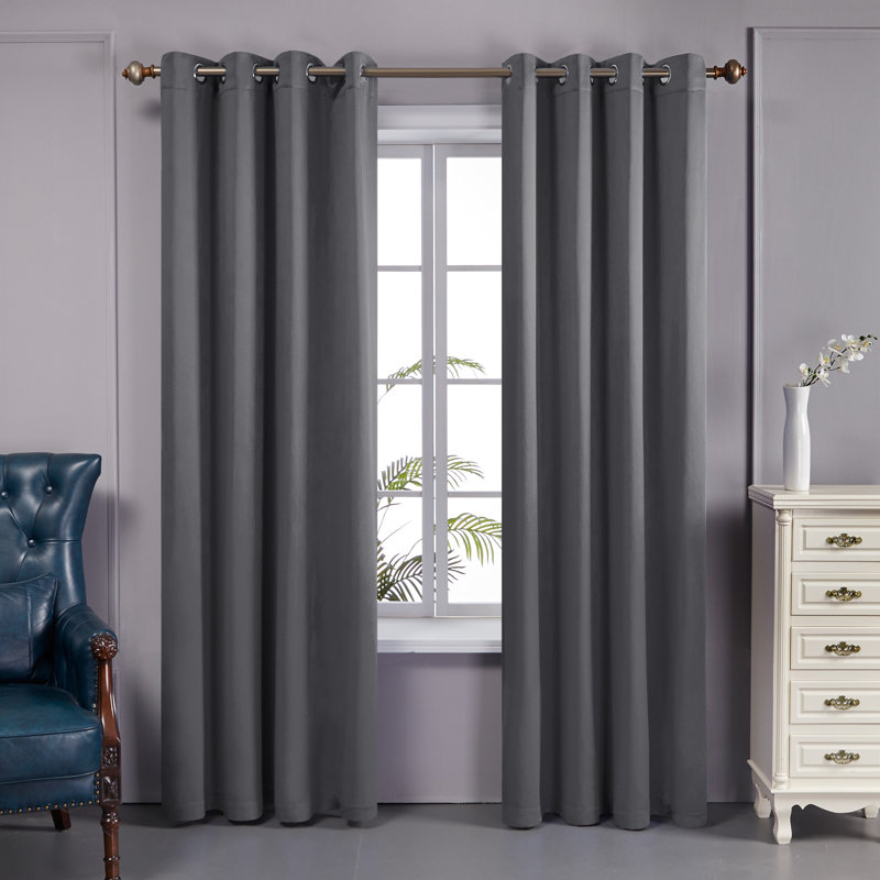 Paire de rideaux doublés occultant 100% Bursaite, L 52 po x L 108 po, Gris