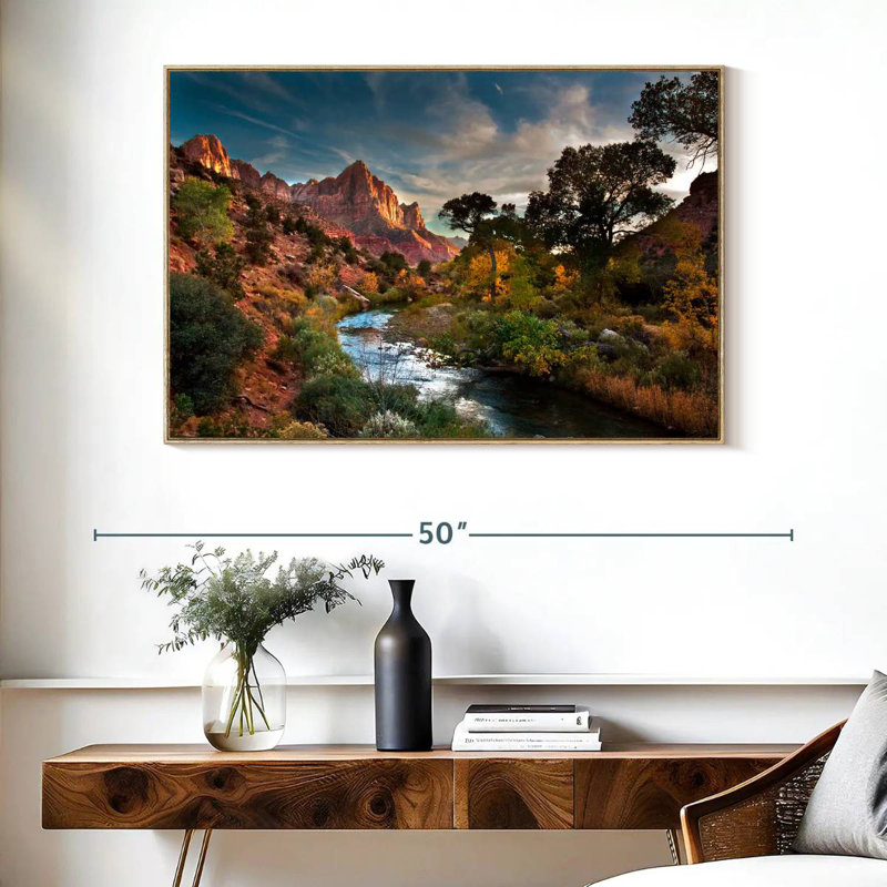 Paysage de Sion, Cadre flottant en bois naturel, 40 po x 27 po