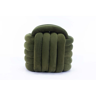 Chenille Fabric Modern Knot Design Ottoman Makeup Stool Footstool, Comfortable And Stylish Seat For Living Room, Bedroom,Green