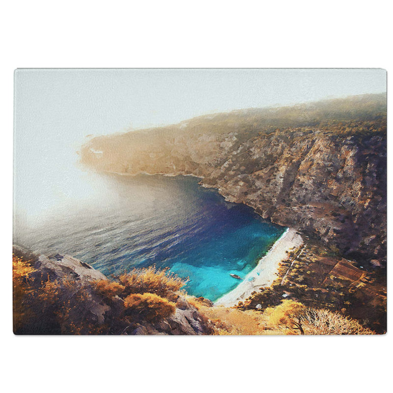 Tempered Glass Coast of Turkey Chopping Board, 39 cm W x 28.5 cm L