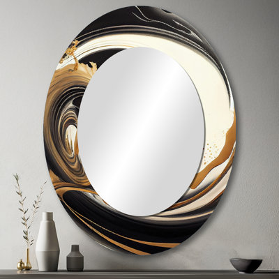 Miroir mural noir et doré