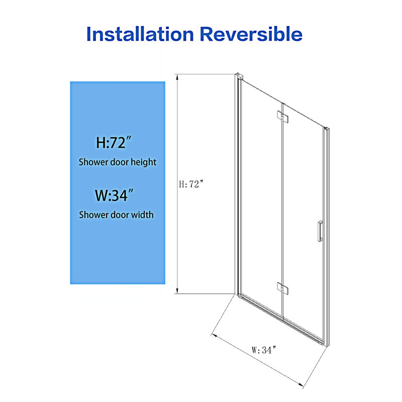 Semi-Frameless Folding Pivot Hinged Shower Door