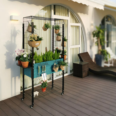 Self-Watering Elevated Planter with Trellis