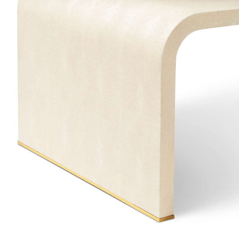 Cream Maple Rectangular Coffee Table with Brass Detailing