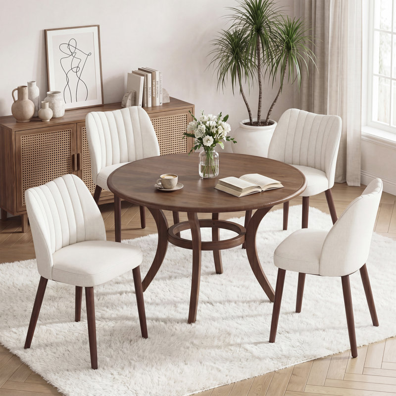 46.4 cm H Fabric Side Chair, Beige