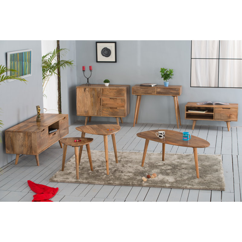 Surya Solid Wood Three Leg Coffee Table