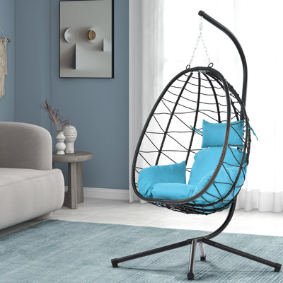 Fauteuil à œufs avec support Balancelle d'extérieur pour l'extérieur en osier
